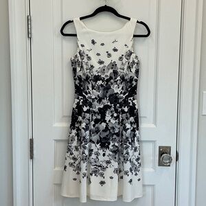 Maggy London Monochrome Floral Midi Dress